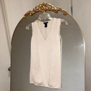 Lafayette 148 New York Cream Silk V-Neck Blouse